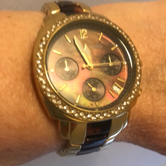 MICHAEL KORS Glitz Chrono Tortoise Resin Watch - Picture 4 of 7